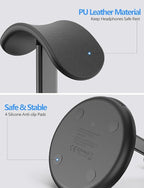 Miroddi Headphone Stand with Wireless Charger, Independent USB Charging Port, 5 in 1 Charging Station Headset Holder Rack for AirPods Max/Pro/4/3/2, iWatch, iPhone, Samsung and Desk Headphones, Black