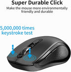 Wireless Mouse Ergonomic, Side Buttons Mouse, 2400 DPI, Silent and Anti Slip Roller Cordless Mice, 2.4Ghz with USB Receiver, 6 Buttons, Suitable for Laptop PC Chromebook and Windows 11/10/7 - Black