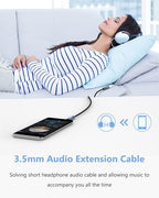 MillSO 3.5mm Headphone Extension Cable Nylon Braided (8 FT/2.4 M) 4 Pole TRRS Male to Female Stereo Aux Audio Extension Cable for PC Smartphone Speaker or More Devices - [Seablue Young Series]