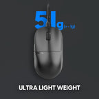 Pulsar Gaming Gears X2H Wired Gaming Mouse, Ultra Lightweight 1.8 oz (51g), Symmetrical, Optical Switch, 26000 DPI, Motion Sync, PAW3395 Sensor (Medium, Wired, Black)