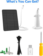 Solar Panel Charger Compatible with Reolink Argus 2E/Eco Ultra/Go PT Plus/Go Plus/Argus 3 Pro/Argus PT, 5W Solar Panels for Reolink Battery Camera, IP65 Waterproof 10ft Cable Secure Wall Mount, 3 Pack