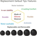 Silicone Earbud Replacement Tips Earbud Tips Ear Bud Covers for Fit Most in-Ear Earbuds(Inner Hole 3.8mm -5.5mm) Headphone Rubber Tips Eartips 18 Pairs S M L