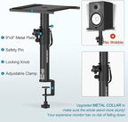 Set of 2 Studio Monitor Stands Desktop Speaker Stands Height Adjustable 12" to 18" Speaker Stands with Desk Clamp