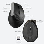 Vertical Mouse Wireless, 2.4G Rechargeable Mouse with Battery Indicator,4 Level DPI,Ergonomic Design for Comfort and Reduced Wrist Strain, Ideal for Home,Office Use (Black)