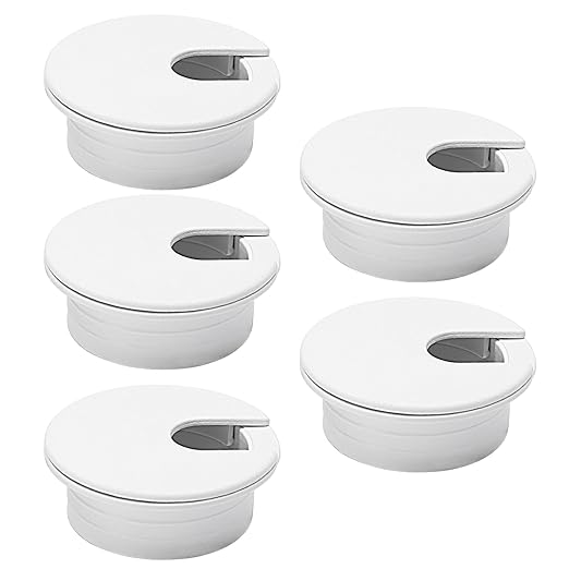 5 Pcs Desk Grommet 1-3/8" / 35 mm, Desk Cord Hole Cover, Cable Grommet ABS Plastic, Desk Hole Grommet for Home & Office Pc, Detachable Cable Cord Organizer-White