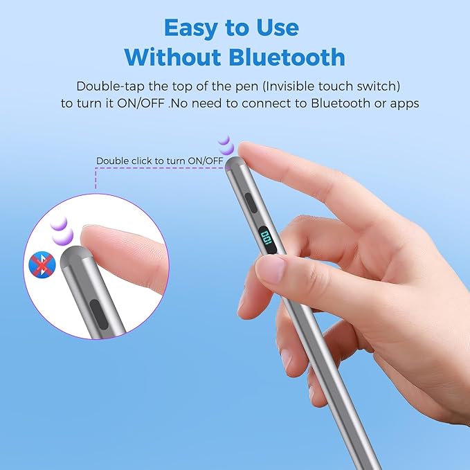 iPad Pencil with Magnetic&5 Extra Tips,USB-C Faster Charge,Stylus Pen Compatible with iPad 6-11th/A16,Air M3/M2/3-5th,Pro M4/11/12.9/13inch,Mini 5th-7th/A17Pro (Gray)