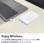 Macally USB C Wireless Number Pad | Numeric Keypad for Mac MacBook iMac | Wireless 10 Key for Laptop PC Computer Notebook Surface Chrome (2.4G USB) Perfect for Data Entry Numpad Number Keyboard