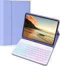Keyboard Case for Galaxy Tab S6 Lite 10.4 Inch 2024/2022/2020, Slim Lightweight 7 Color Rainbow Backlight Detachable Magnetic Bluetooth Keyboard Cover with S Pen Holder,Purple