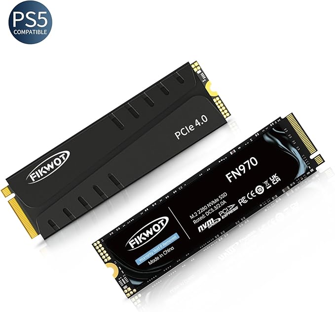 FN970 2TB M.2 2280 PCIe Gen4 x4 NVMe 1.4 Internal Solid State Drive with Heatsink - Speeds up to 7,400MB/s, Configure DRAM Cache, Compatible PS5 Internal SSD