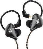BASN in Ear Monitor Headphones for Musicians, Bsinger 2nd Generation Sound Isolating Earphones with Dual Dynamic Drivers Detachable MMCX Cable (Black)…