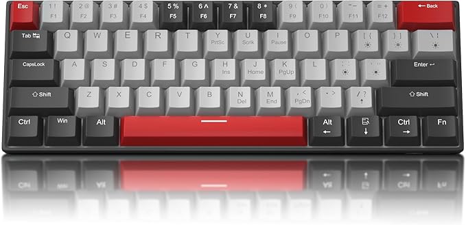 60% Mechanical Gaming Keyboard,Mixed Color Keycaps Gaming Keyboard with Clicky Blue Switches, Detachable Type-C Cable Mini Keyboard with Blue LED Light for/PC/Laptop