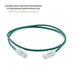 TRUECABLE Cat6 Component Rated Patch Cable, Unshielded (U/UTP), 3ft, Green, 28AWG Solid Copper, Snagless 10G High-Speed Ethernet Cable, PoE++ 4PPoE 100W, UL Listed, RoHS-3, 1 Pack