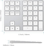 Lekvey Bluetooth Number Pad, Aluminum Rechargeable Wireless Numeric Keypad Slim 34-Keys External Numpad Keyboard Data Entry for Laptop, MacBook, MacBook Air/Pro, iMac, Windows, Surface Pro - Silver