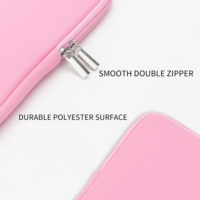 RAINYEAR 11-11.6 Inch Laptop Sleeve Protective Case Soft Lining Carrying Bag Padded Zipper Cover Compatible with 11.6" MacBook Air for 11" Notebook Computer Tablet Chromebook (Pink, Upgraded Version)
