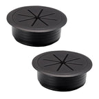 2 Pcs Desk Grommet 2-1/16" / 53 mm, Desk Hole Cover for Cables Black, Cable Grommet ABS Plastic, Desk Hole Grommet for Home & Office Pc, Detachable Cable Cord Organizer