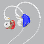 BASN in-Ear Monitors, Bmaster Triple Driver HiFi Stereo Noise-Isolating IEM Headphones with Enhanced Bass for Drummers Musicians (PRO Red/Blue)
