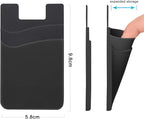SS Card Holder for Phone Case - Silcone Stick On Credit Card Phone Wallet for Men & Women, Ultra-Thin & Portable, Compatible with iPhone/Android/Samsung Galaxy, Holds Cards & Cash, Hands-Free (6 pack)