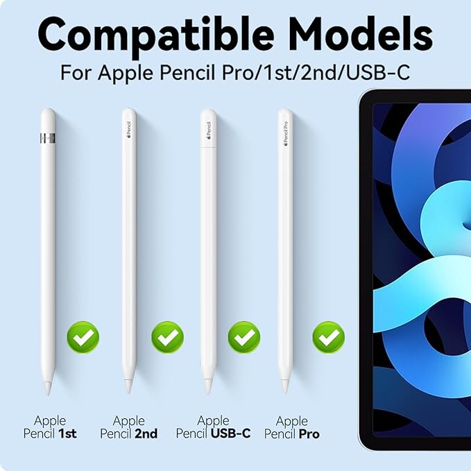 Inesore 8 Pack for Apple Pencil Tips Replacement Accessories,Compatible with Apple Pencil Pro/2nd Generation/1st Generation/USB C,iPencil Nib for iPad Pro/Air/Mini,for Drawing Writing(White Metal Nib)