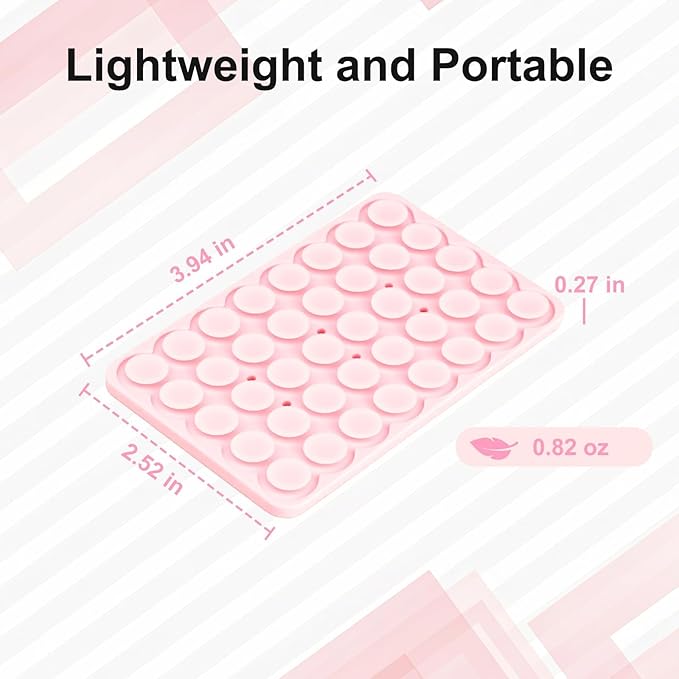 1 Pack Silicone Suction Cup Phone Case Mount Double Sided, Phone Accessories Hands-Free Strong Grip Holder for Selfies and Videos, Silicon Phone Stand Sticky for iPhone and Android Pink