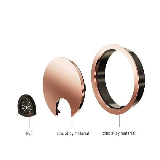 2 Pack Desk Grommet 3-1/8 Inch 80mm, Zinc Alloy Computer Desk Wire Hole Cover, Office Desktop Cord Cable Hole Metal Ring, Red Bronze