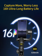 Gimbal Stabilizer for Smartphone, Phone Gimbal w/8" Extension Rod, Profession 3-Axis Stabilizer w/RGB Magnetic Fill Light for Video Recording, Compatible w/iPhone/Andriod-Smart S2 Kit