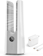 Desk Fan, 13 Inch Portable Bladeless Fan, Small Quiet Table Fan with 60°Oscillating, 9 Speeds & 9H Timer, LED Display, Button Control, Easy to Clean, Personal Desktop Fan for Bedroom, Office