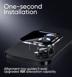 MAGIC JOHN for iPhone 16Plus/16 Camera Lens Protector [Alignment Kit&1:1 Invisible Perfect Fit] 9H Aerospace Tempered Glass Anti-Scratch Durable, Individual Cover Ring, Case Friendly, Set of 2, Black