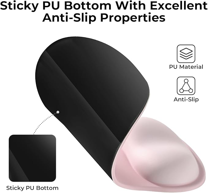 EooCoo Gel Wrist Rest Mouse Pad Ergonomic Middle Concave Design, Relieve Wrist Pain Mousepad, Non-Slip Base for Laptop, Computer, Office Decor for Women, Carpal Tunnel Syndrome