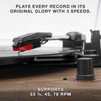 Victrola Montauk Vinyl Record Player, 3-Speed Belt Driven Turntable with Stereo Bluetooth Speaker Pair, RCA Output & 3.5mm Headphone Jack, Removable Dust Cover, Black Wood Finish