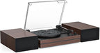 Vintage Record Player for Vinyl with Dual Separate Stereo Speakers Turntable BT Wireless Input Playback Belt Drive 3 Speed 3 Size Playback Record Player Support AUX Headphone Input RCA Out Auto Stop