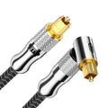 EMK Premium 24K Gold-Plated Right Angle Optical Cable – 90° Toslink to Toslink (5M/15Ft), 360° Rotatable for Soundbars, TVs & Home Theater