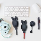 Lens Cleaning Kit Contains 2 Pcs Rubber Rocket Air Blower Duster, Lens Cleaning Pen, Blower Brush Dust Cleaner and Carrying Pouch, for Lens, Camera, SLR, Telescope, Magnifying Glass, Phone
