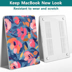 Teryeefi Compatible with M1 MacBook Air 13 inch Case 2021 2020 2019 2018 Release A2337 A2179 A1932 with Touch ID, Protective Plastic Hard Shell Case + Keyboard Cover - W-Abstract Pink Flower
