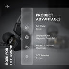 CCZ Solo Silver In Ear Monitor Wired IEM Headphone, DC02 Dual Magnetic Circuit DD HIFI Earphones, Professional Hifi Earphone, Stereo Sound Earbuds, With MIC