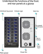 8 Bay Tool Less Tray Hot Swapable 2.5" and 3.5" SATA Hard Drive External USB-C 3.2 (10Gbps) Hard Drive Enclosure. Support up to 8X 22TB Capacity.