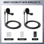 NEEWER Lavalier Lapel Microphone (2 Pack), Omnidirectional Condenser Wired Clip On Lav Mic for Stage YouTube Live Streaming Compatible with Rode Wireless GO II 2 DJI Wireless Mic Transmitter, CM5