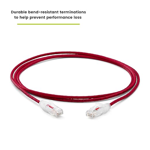 TRUECABLE Cat6 Component Rated Patch Cable, Unshielded (U/UTP), 5ft, Red, 28AWG Solid Copper, Snagless 10G High-Speed Ethernet Cable, PoE++ 4PPoE 100W, UL Listed, RoHS-3, 1 Pack