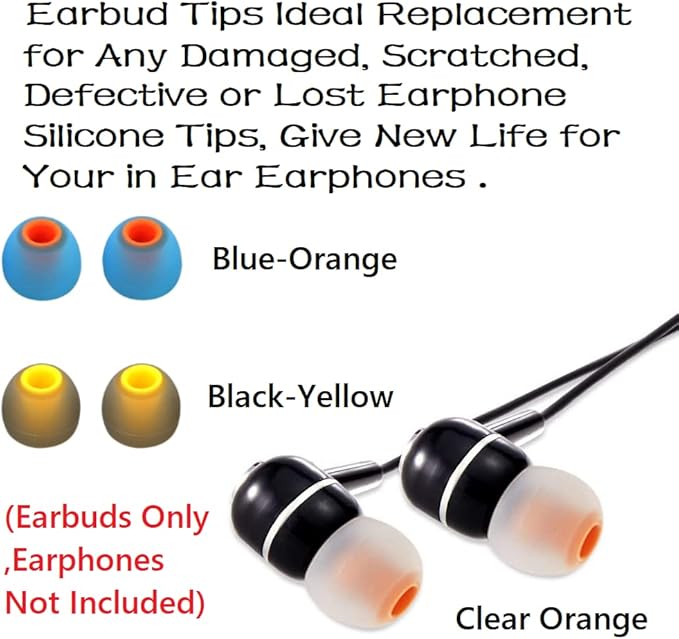 Earbuds Replacement Tips Silicone Earbud Tips Ear Bud Replacement Pieces Ear Gels Fit for Inner Hole from 3.8mm - 5.1mm Earphones 9 Pairs S/M/L