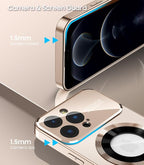 Magnetic for iPhone 12 Pro Max Case, Compatible with MagSafe, Built-in Camera Lens Protector, Logo View, Military Grade Drop Proof Phone Case Cover, Desert Titanium