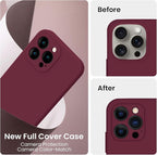 FireNova Designed for iPhone 15 Pro Case, Silicone Upgraded [Camera Protection] Phone Case with [2 Screen Protectors], Soft Anti-Scratch Microfiber Lining Inside, 6.1 inch, Plum
