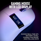 Chilkey Glacier LW 8K M Wireless Gaming Mouse with Screen - 49g Super Lightweight - Dual 8K Polling - Maximum 30000 DPI - Optical Switch - Tri-Mode 2.4G/USB-C/Bluetooth 5.2 - White