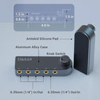Cubilux Bidirectional 4-Channel 6.35mm Audio Selector, 1x TRS to 4X TRS Stereo 4-Port 1/4” Quarter Inch AUX Switch Box for Speaker, Headphones, Subwoofer, Home Audio System, Mixer, Amplifier