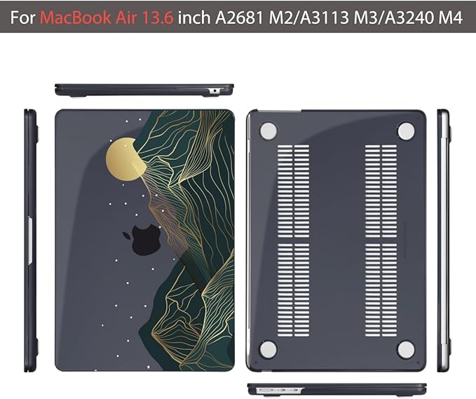 Teryeefi MacBook Air M2 Case 2022 Release A2681 Model, Glossy Plastic Hard Shell Cover with Screen Protector & Keyboard Cover for 13.6 Inch Laptop