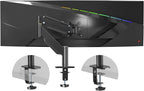 Pholiten Premium Aluminum Heavy Duty Monitor Arm，Ultrawide Monitor Arm,Full Motion Single Computer Mount for Computer Screens up to 49 inchs and 46.2lbs,Adjustable Clamp and Grommet Vesa Mount.