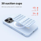 Patented Magnetic Sticky Phone Suction Grip Mount for MagSafe Case,Magnet Silicone Portable Stand Holder for iPhone 16/15/14/13/12 Series and Android, Hands-Free Selfies and Videos,Baby Blue