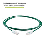TRUECABLE Cat6 Component Rated Patch Cable, Unshielded (U/UTP), 7ft, Green, 28AWG Solid Copper, Snagless 10G High-Speed Ethernet Cable, PoE++ 4PPoE 100W, UL Listed, RoHS-3, 1 Pack