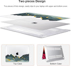 for MacBook Air 13 Inch Case 2021 2020 2019 2018, Plastic Hard Shell Case Keyboard Cover for Mac Air 13 Model A2337 M1 A2179 A1932 with Touch ID & Retina Display, Circling Mountain