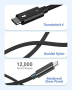 Thunderbolt 4 Cable, 2Pack 6.6FT USB C to C Cable, 240W Fast charging,40Gbps Data Transfer,Supports 8K/4K Displays, USB C charegr cord for iPhone 16 Series, MacBook Air, iPad (Thunderbolt 4-Certified)