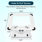 Uncaged Ergonomics Swivel Laptop Stand for Desk, Adjustable Computer iPad Stand for Desk w/ 360 Rotation, Portable Laptop Holder for Home Office Ergonomic Supplies (White)