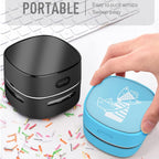 ODISTAR Desktop Vacuum Cleaner, Mini Table dust Sweeper Energy Saving,High Endurance up to 400 mins,360º Rotatable Design for Keyboard/Home/School/Office (Black)